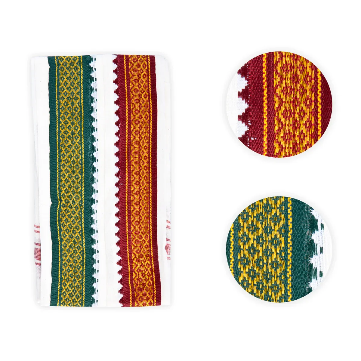 Angavastram - 2 Muzham | Mayilkan Border Thundu/ Half White Towel for Men - Image 3