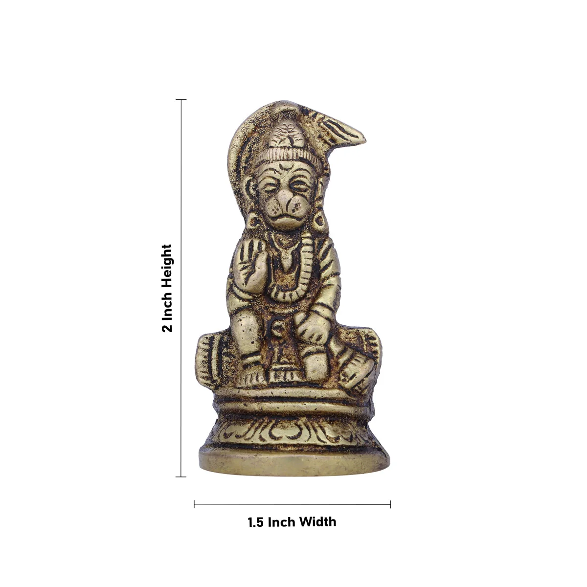 Anjaneya Statue - 2 X 1.5 Inches | Hanuman Statue/ Antique Brass Idol For Pooja - Image 2