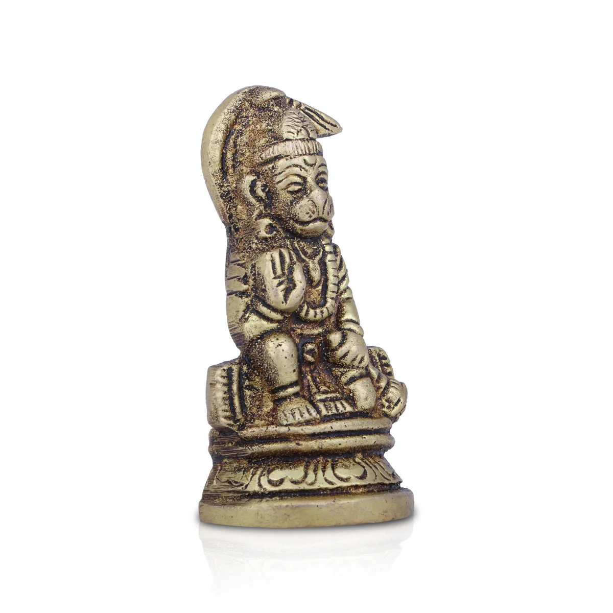 Anjaneya Statue - 2 X 1.5 Inches | Hanuman Statue/ Antique Brass Idol For Pooja - Image 4