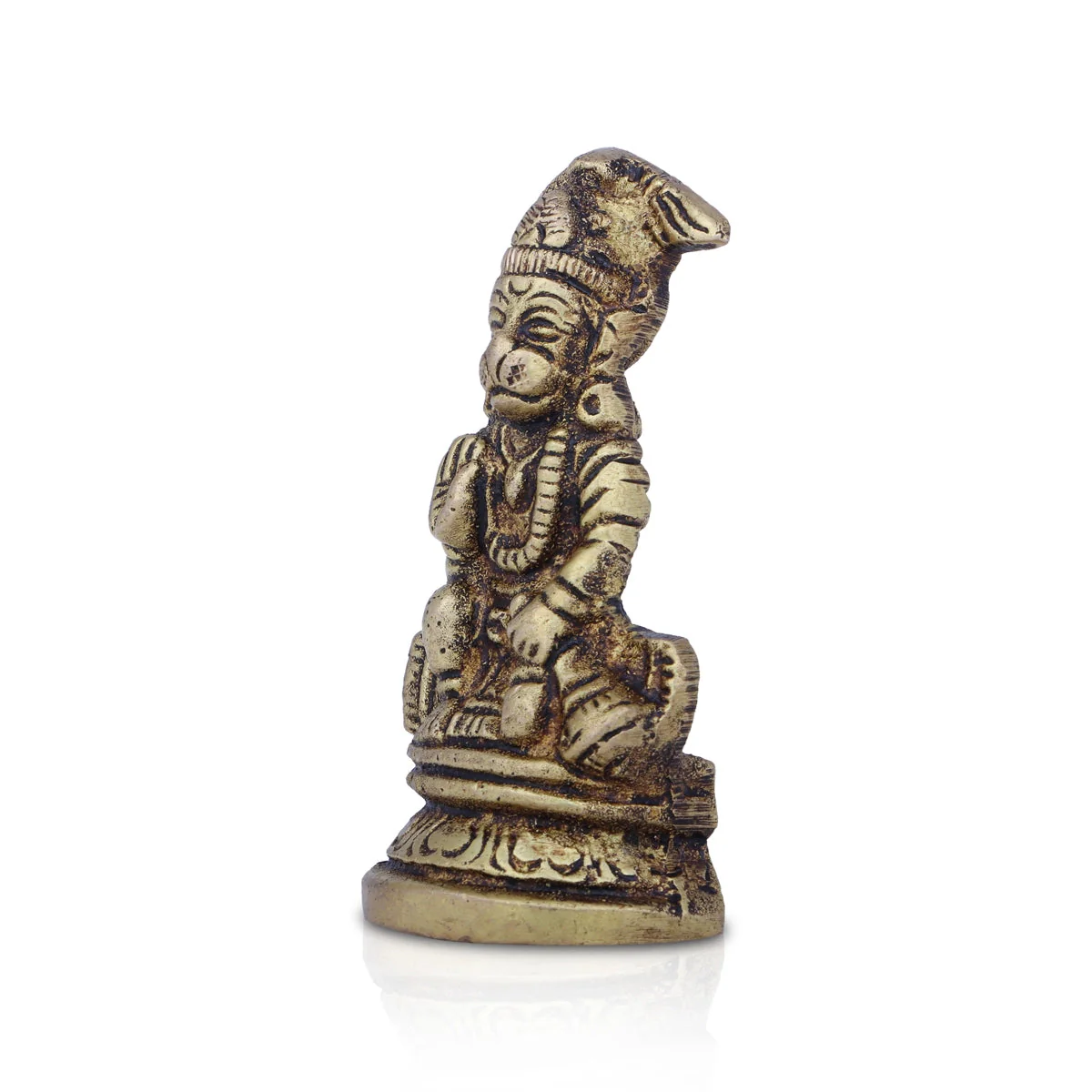 Anjaneya Statue - 2 X 1.5 Inches | Hanuman Statue/ Antique Brass Idol For Pooja - Image 5