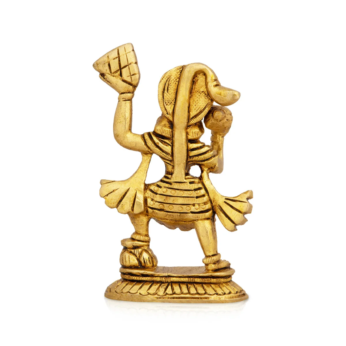 Anjaneya Statue Lifting Sanjeevi - 3.5 X 2 Inches | Hanuman Statue Standing On Base/ Antique Brass Idol For Worship - Image 5