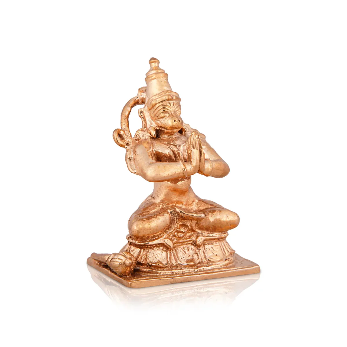 Anjaneya Statue Sitting On Base - 2.5 X 1.75 Inches | Panchaloha Statue/ Hanuman Statue For Worship - Image 2