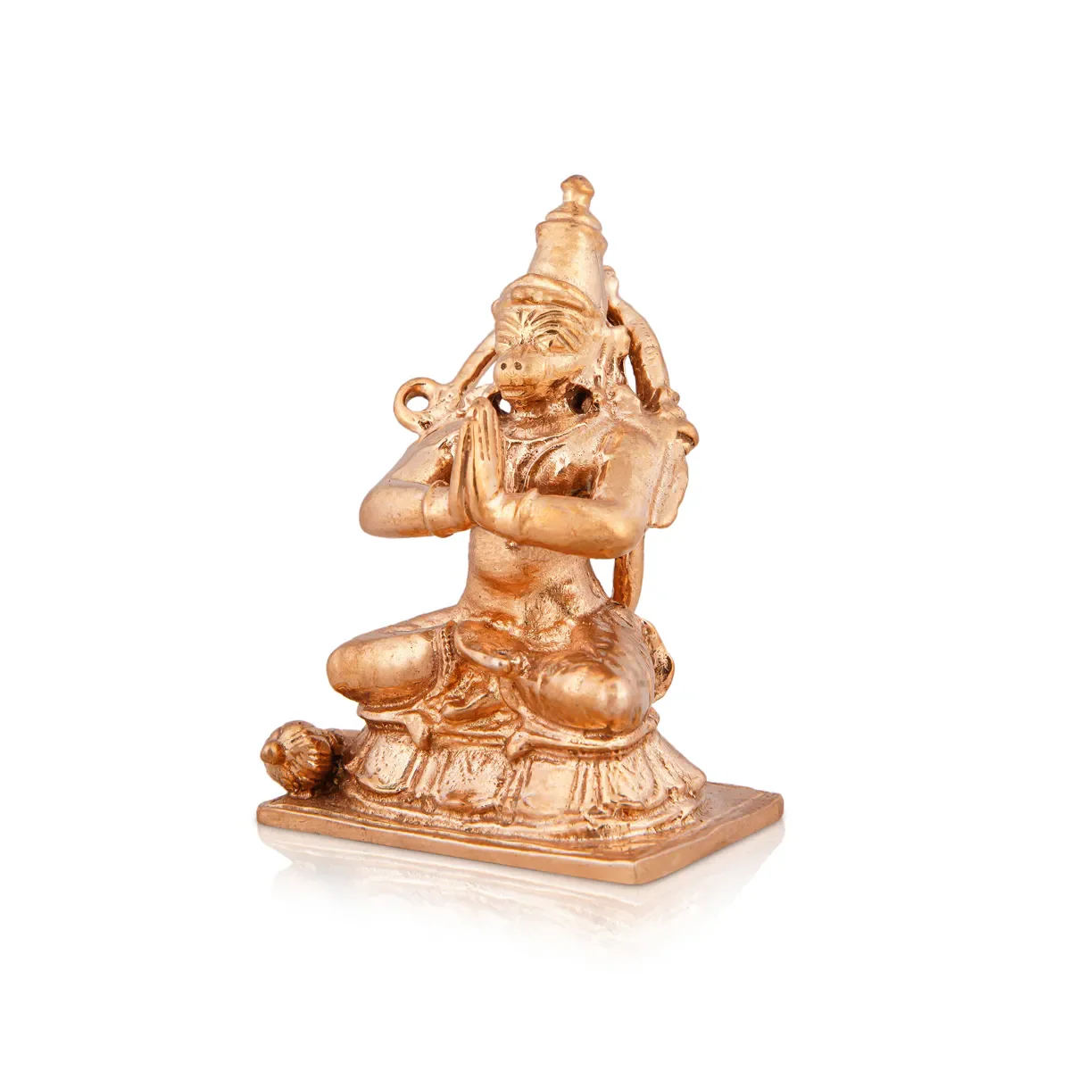 Anjaneya Statue Sitting On Base - 2.5 X 1.75 Inches | Panchaloha Statue/ Hanuman Statue For Worship - Image 3