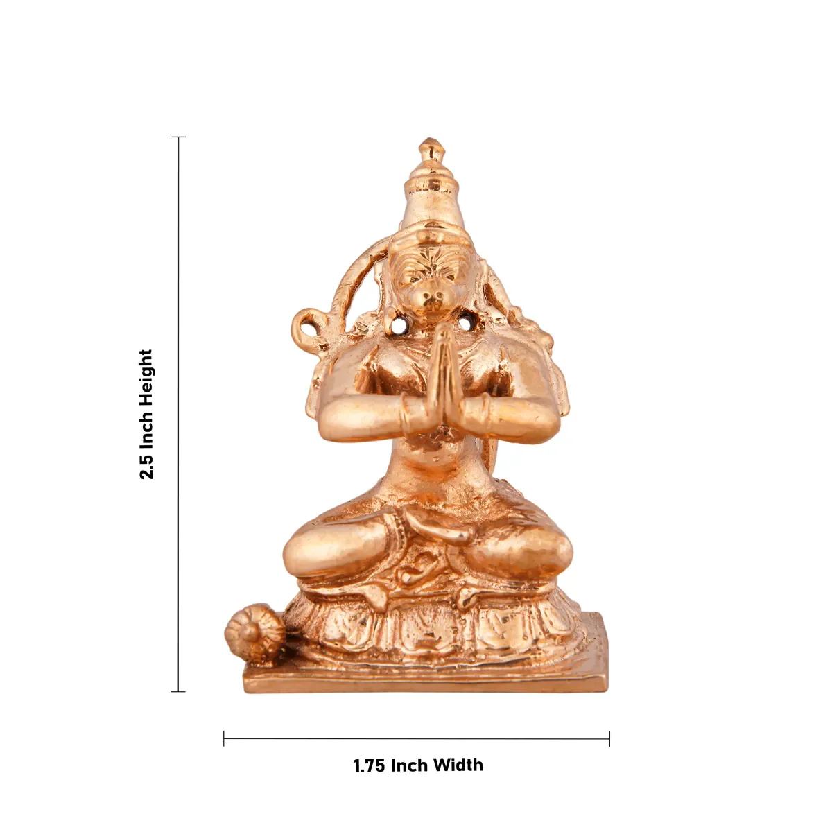 Anjaneya Statue Sitting On Base - 2.5 X 1.75 Inches | Panchaloha Statue/ Hanuman Statue For Worship - Image 4
