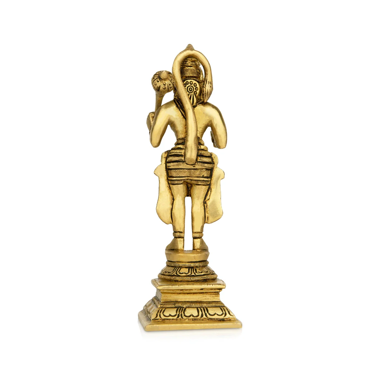 Anjaneya Statue Standing On Base - 7 x 2 Inches | Ashirwad Hanuman Statue/ Antique Brass Idol for Pooja - Image 4