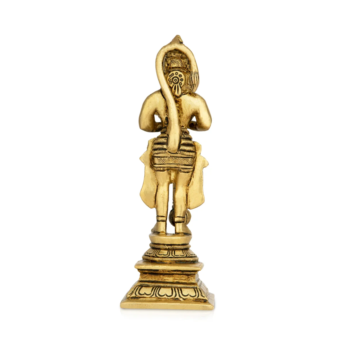 Anjaneya Statue Standing On Base - 7 x 2 Inches | Hanuman Statue/ Antique Brass Idol for Pooja - Image 5