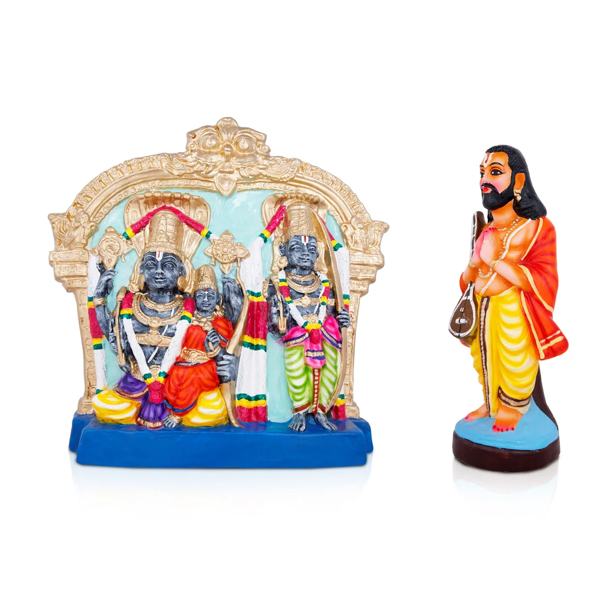 Annamacharya Bhadrachalam Paper Mache Golu Bommai Pair - 15 x 16 Inches | Giri Golu Doll/Navaratri Golu Bomma - Image 3