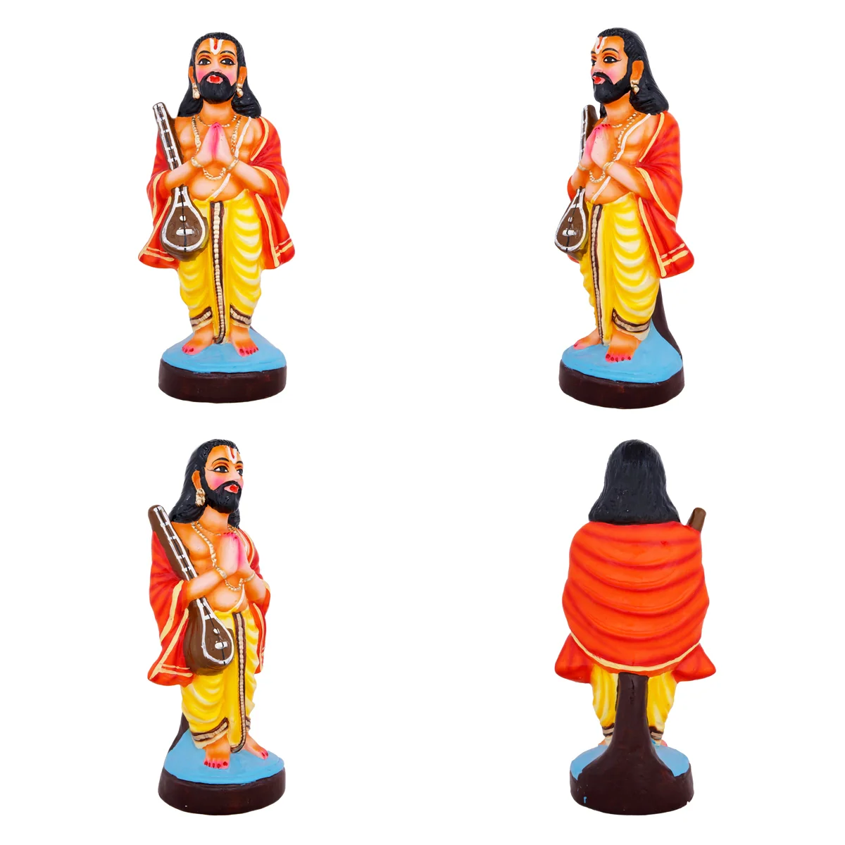 Annamacharya Bhadrachalam Paper Mache Golu Bommai Pair - 15 x 16 Inches | Giri Golu Doll/Navaratri Golu Bomma - Image 4