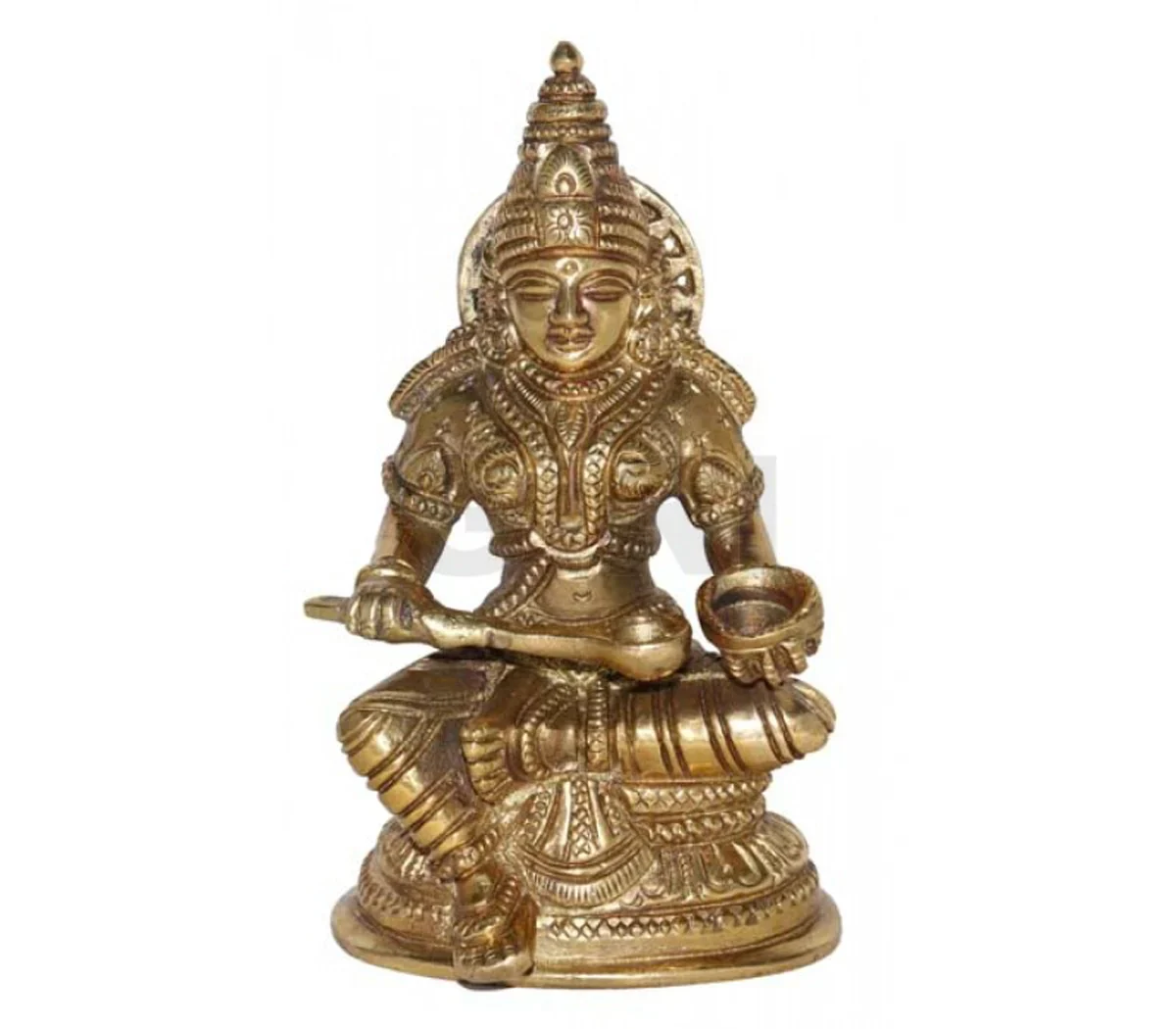 Annapoorani Idol - 5.5 x 3 Inches | Antique Brass Statue/ Anna Purana Devi Statue for Puja/ 1.200 Kgs Approx - Image 2