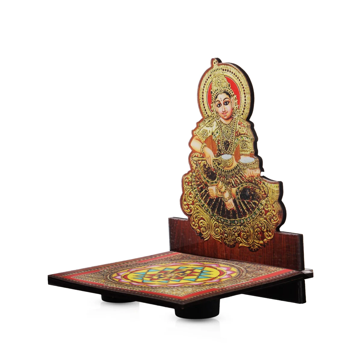 Sri Chakra Design Manai Palagai With Annapoorani Photo Frame - 4 x 3 Inches | Bajot With Picture Frame for Pooja/ 50 Gms - Image 3