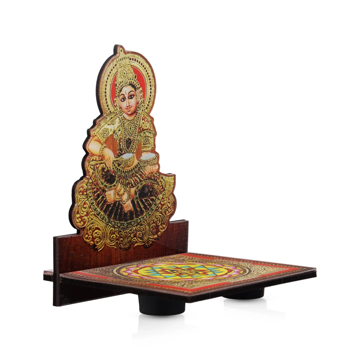 Sri Chakra Design Manai Palagai With Annapoorani Photo Frame - 4 x 3 Inches | Bajot With Picture Frame for Pooja/ 50 Gms - Image 4