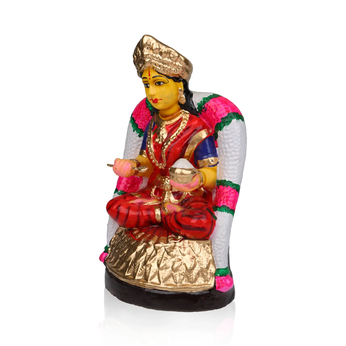 Annapurna Devi Clay Golu Bommai - 12 X 6 Inches | Navaratri Golu Gombe/ Giri Golu Doll/ Navratri Decor - Image 4