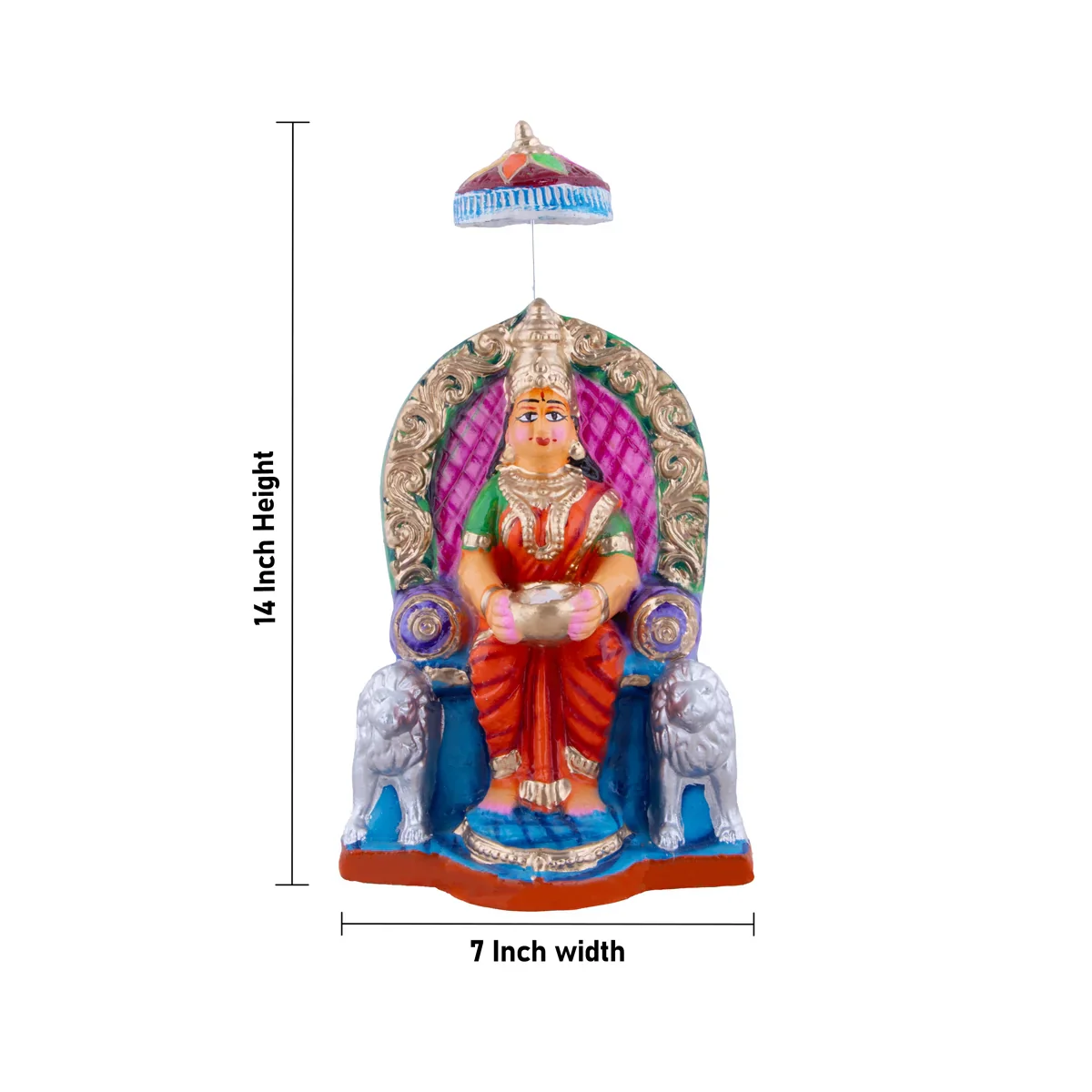 Annapurna Devi Clay Golu Bommai Pair - 14 x 7 Inches | Giri Golu Doll/ Navaratri Golu Bomma/Gombe/Bommai - Image 10