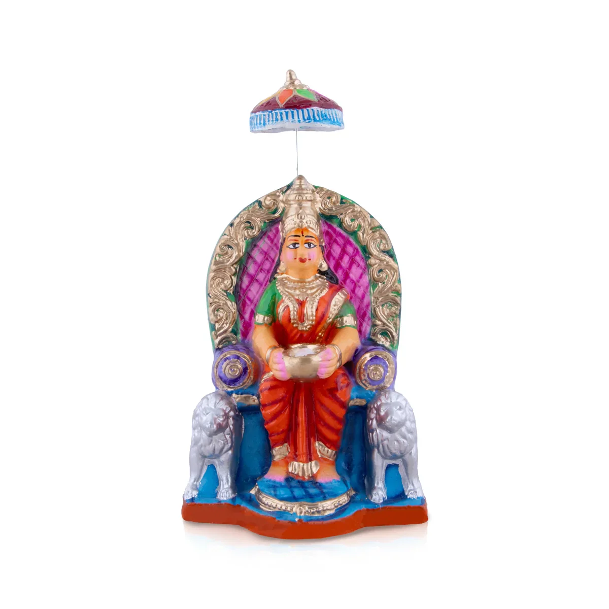Annapurna Devi Clay Golu Bommai Pair - 14 x 7 Inches | Giri Golu Doll/ Navaratri Golu Bomma/Gombe/Bommai - Image 2