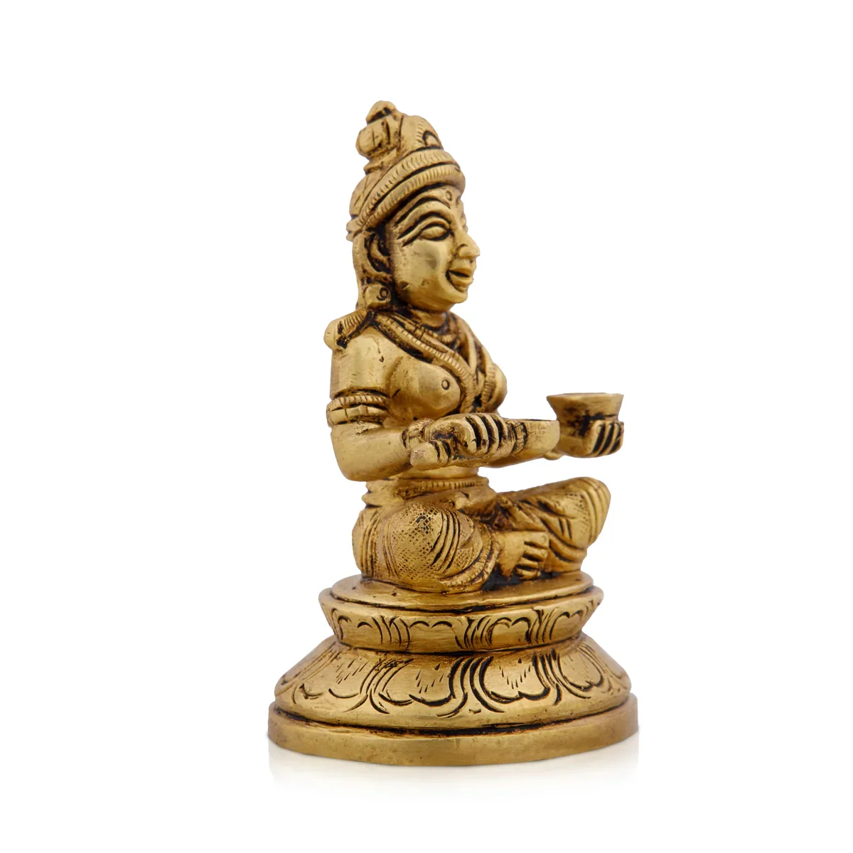 Annapurna Devi Murti - 4 x 2.5 Inches | Antique Brass Statue/ Annapoorani Idol for Pooja/ 500 Gms Approx - Image 3