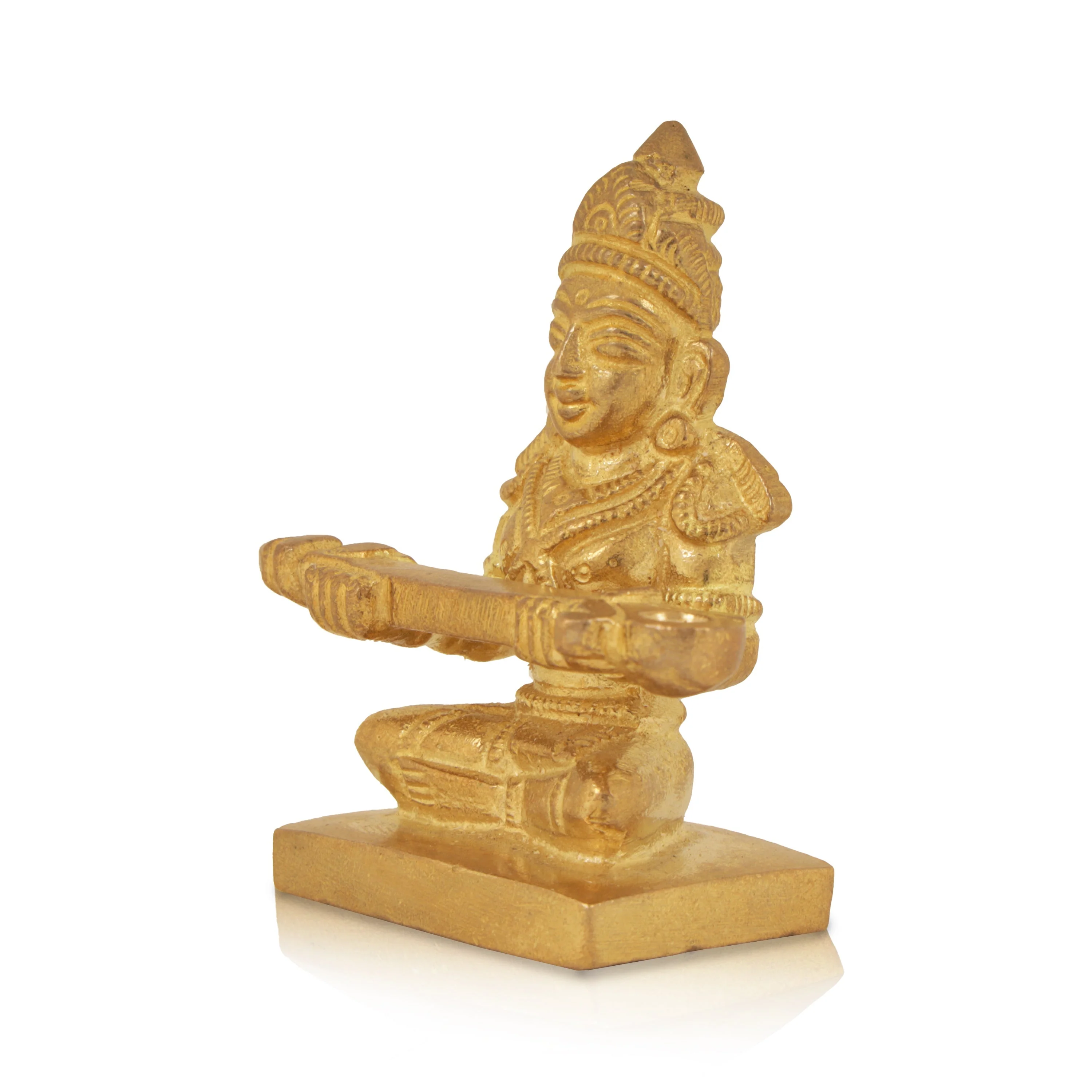 Annapurna Devi Sitting On Base - 2.5 x 2.5 Inches | Brass Idol/ Annapoorani Statue/ Annapurna Murti for Pooja - Image 2