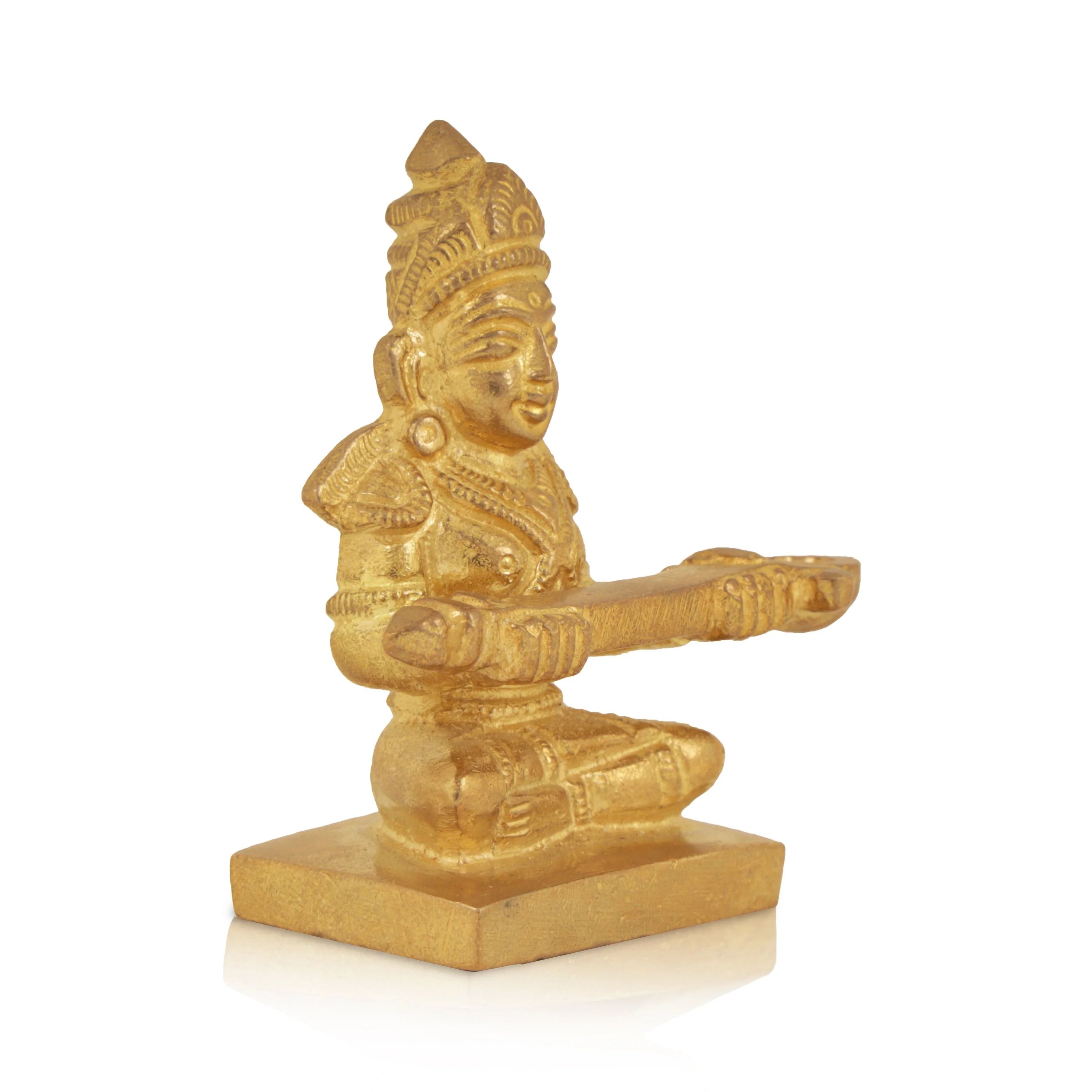 Annapurna Devi Sitting On Base - 2.5 x 2.5 Inches | Brass Idol/ Annapoorani Statue/ Annapurna Murti for Pooja - Image 3