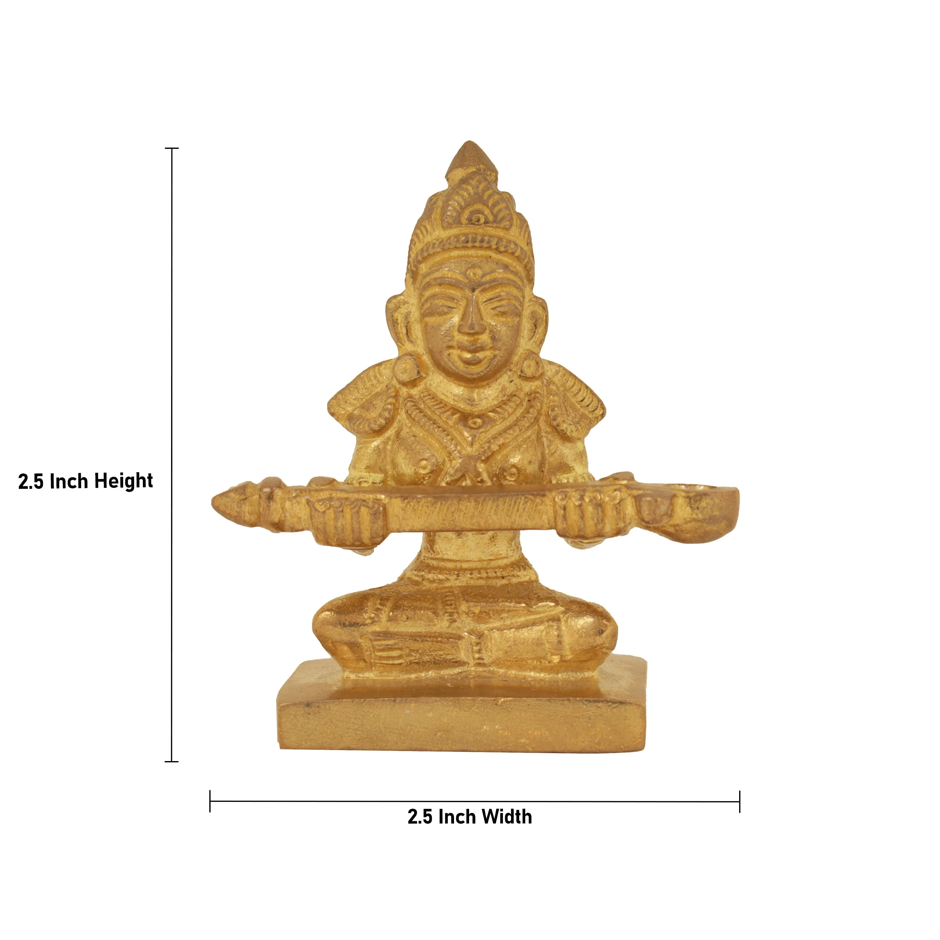 Annapurna Devi Sitting On Base - 2.5 x 2.5 Inches | Brass Idol/ Annapoorani Statue/ Annapurna Murti for Pooja - Image 5