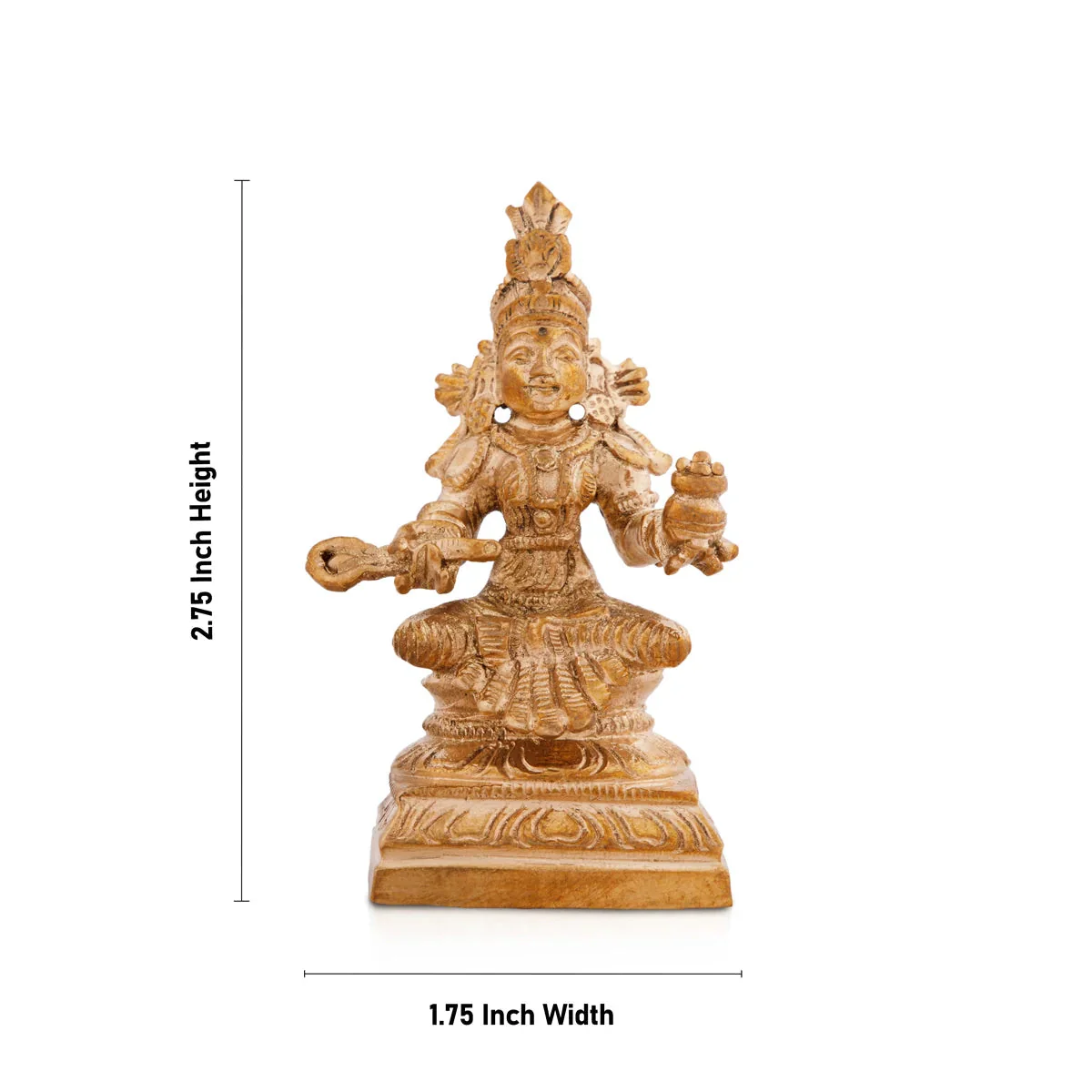 Annapurna Devi Sitting On Base - 2.75 x 1.75 Inches | Panchaloha Idol/ Annapoorani Statue for Pooja - Image 5