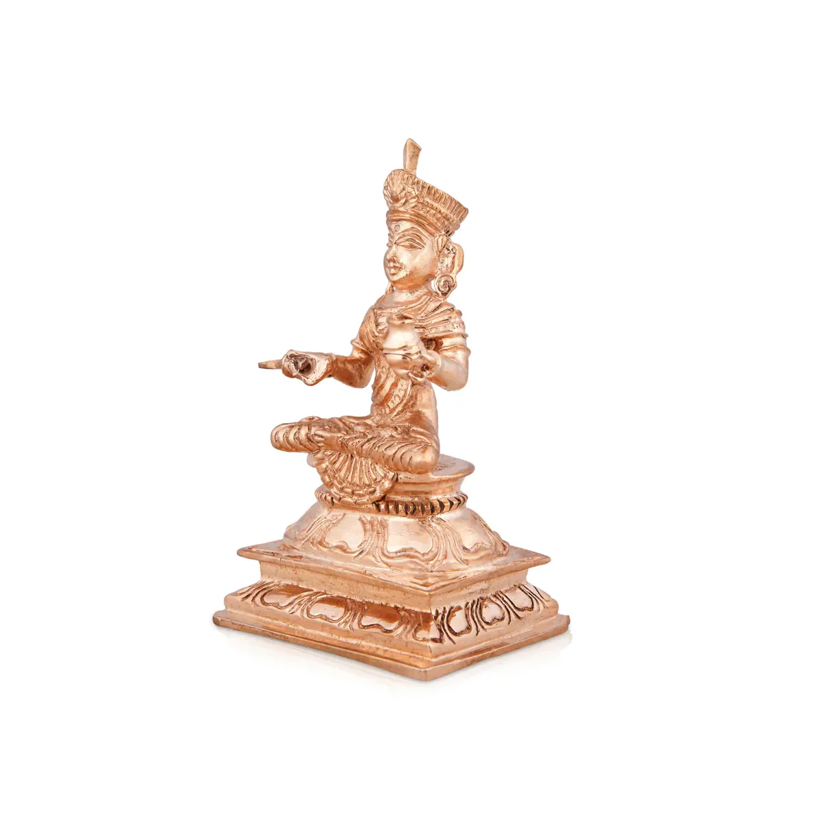 Annapurna Devi Sitting On Base - 3.5 X 2 Inches | Panchaloha Statue/ Annapoorani Statue For Worship & Pooja - Image 2