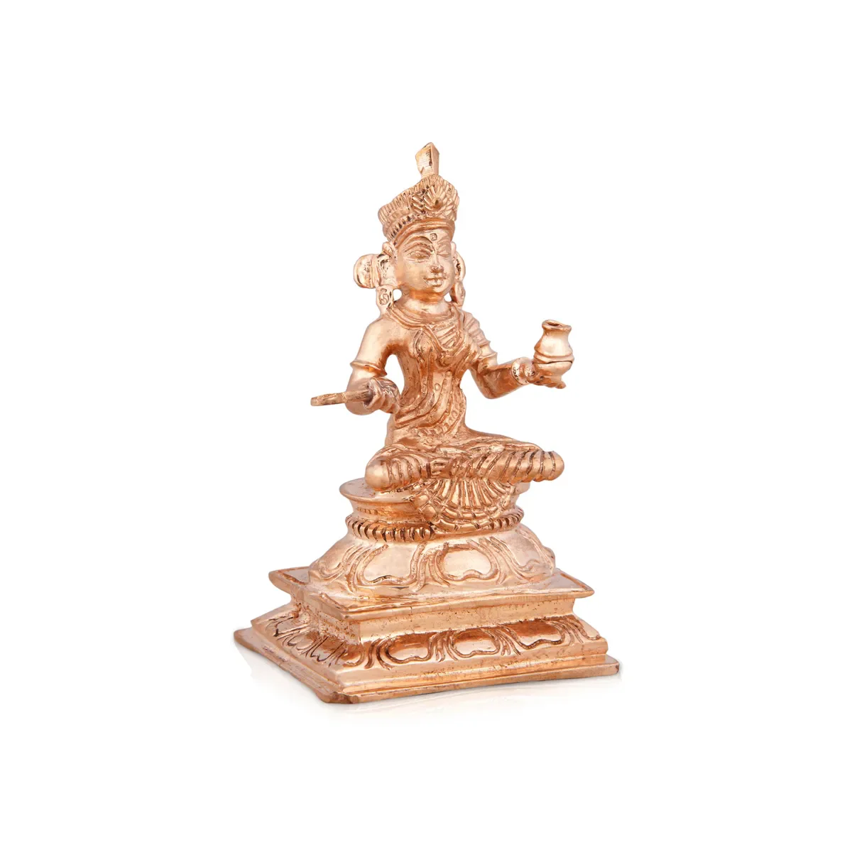Annapurna Devi Sitting On Base - 3.5 X 2 Inches | Panchaloha Statue/ Annapoorani Statue For Worship & Pooja - Image 3