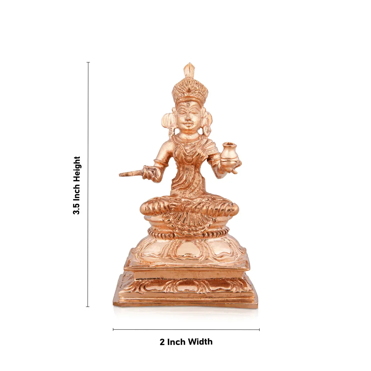Annapurna Devi Sitting On Base - 3.5 X 2 Inches | Panchaloha Statue/ Annapoorani Statue For Worship & Pooja - Image 4