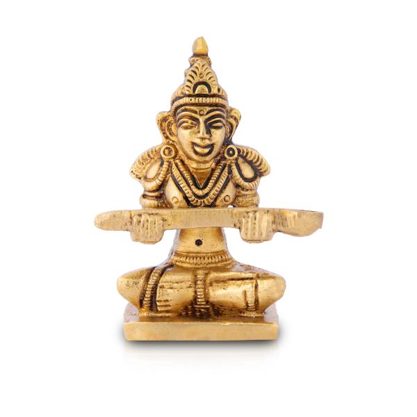 Annapurna Devi Sitting On Base - 3 x 2.25 Inches | Antique Brass Idol/ Annapoorani Statue for Pooja - Image 2