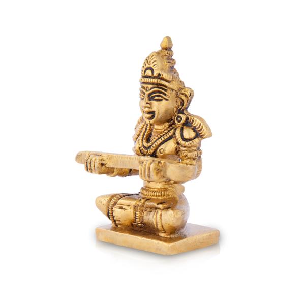 Annapurna Devi Sitting On Base - 3 x 2.25 Inches | Antique Brass Idol/ Annapoorani Statue for Pooja - Image 3