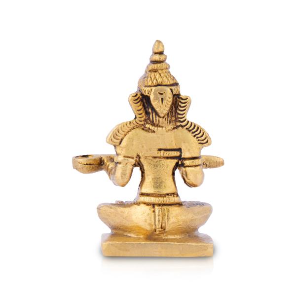Annapurna Devi Sitting On Base - 3 x 2.25 Inches | Antique Brass Idol/ Annapoorani Statue for Pooja - Image 5