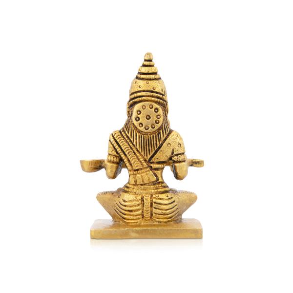 Annapurna Devi Sitting On Base - 4 x 2.5 Inches | Antique Brass Idol/ Annapoorani Statue for Pooja - Image 4