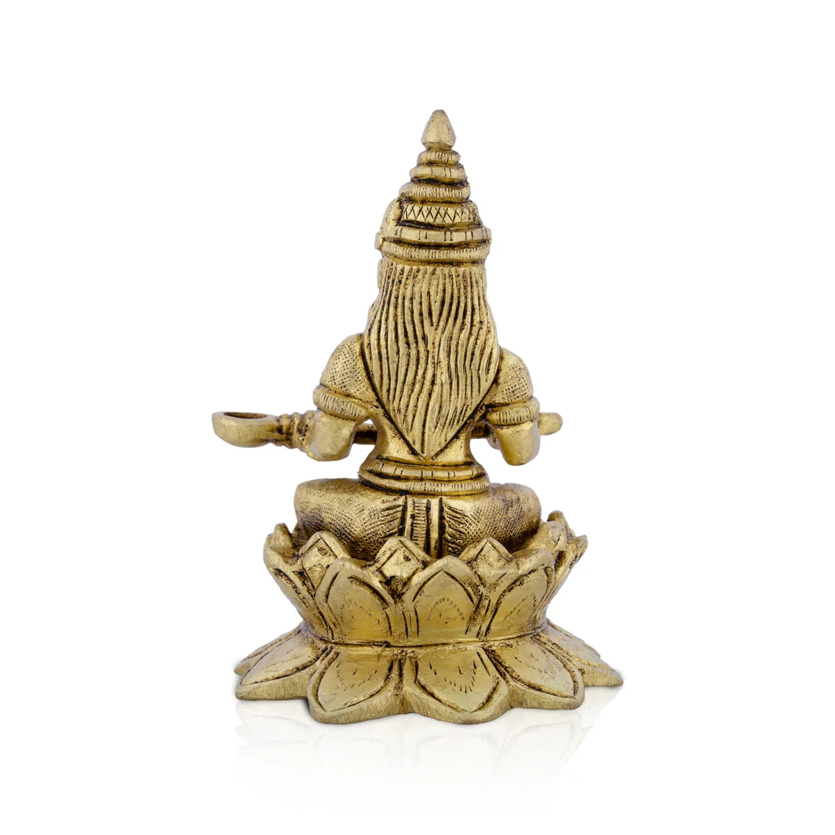 Annapurna Devi Sitting On Lotus Flower - 4 x 2.75 Inches | Antique Brass Idol/ Annapoorani Statue for Pooja - Image 4
