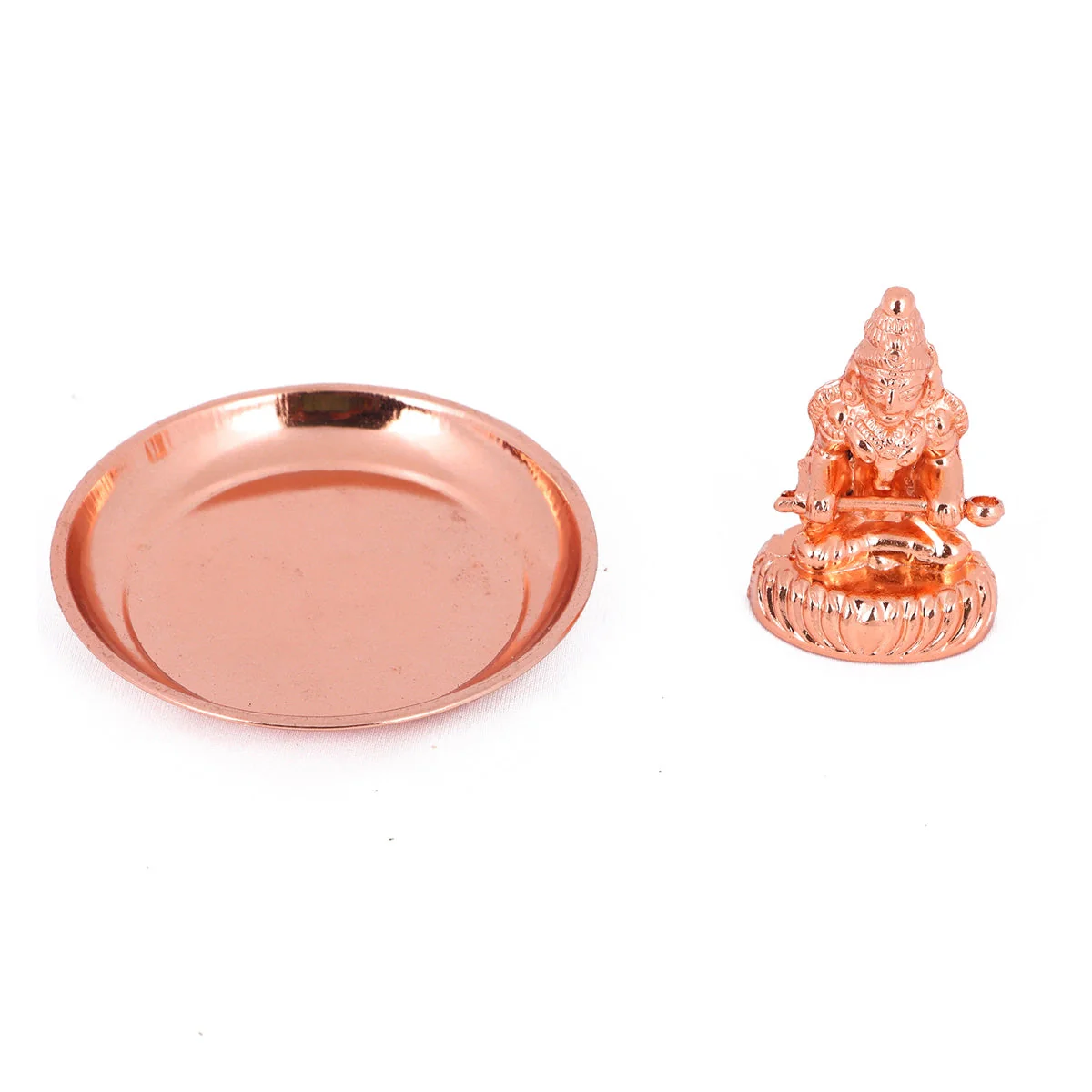 Annapurna Devi With Copper Polish Plate - 2.5 x 3.5 Inches | Metal Annapoorani Statue with Plate for Pooja - Image 3