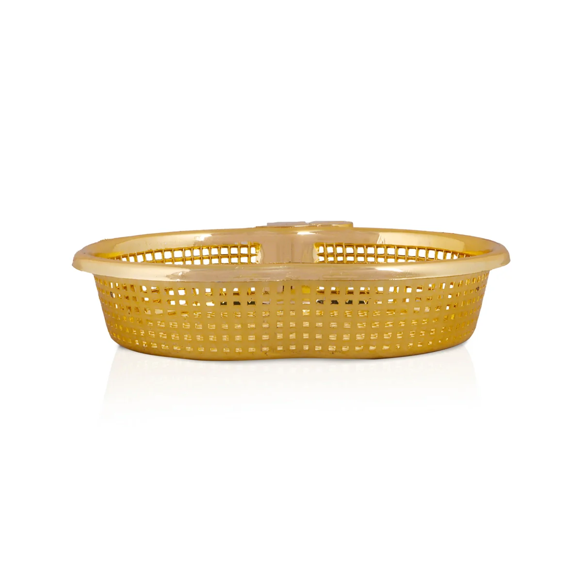 Artificial Basket - 1.5 x 7 Inches | Apple Shape Tray/ Gold & Silver Colour Storage Basket for Home - Image 3