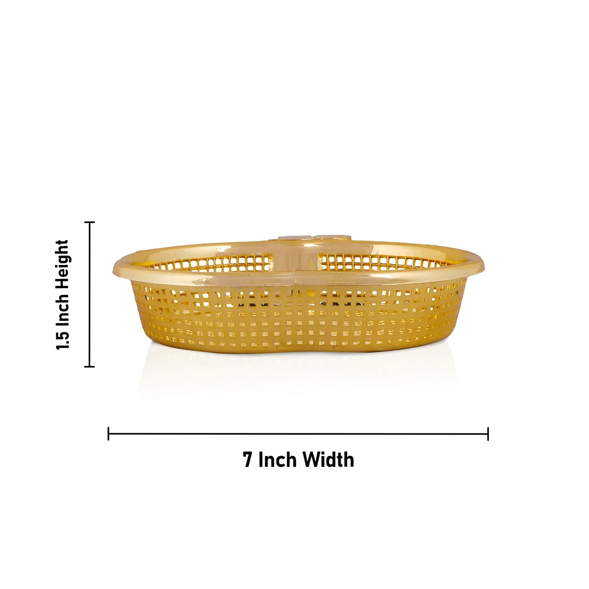Artificial Basket - 1.5 x 7 Inches | Apple Shape Tray/ Gold & Silver Colour Storage Basket for Home - Image 4