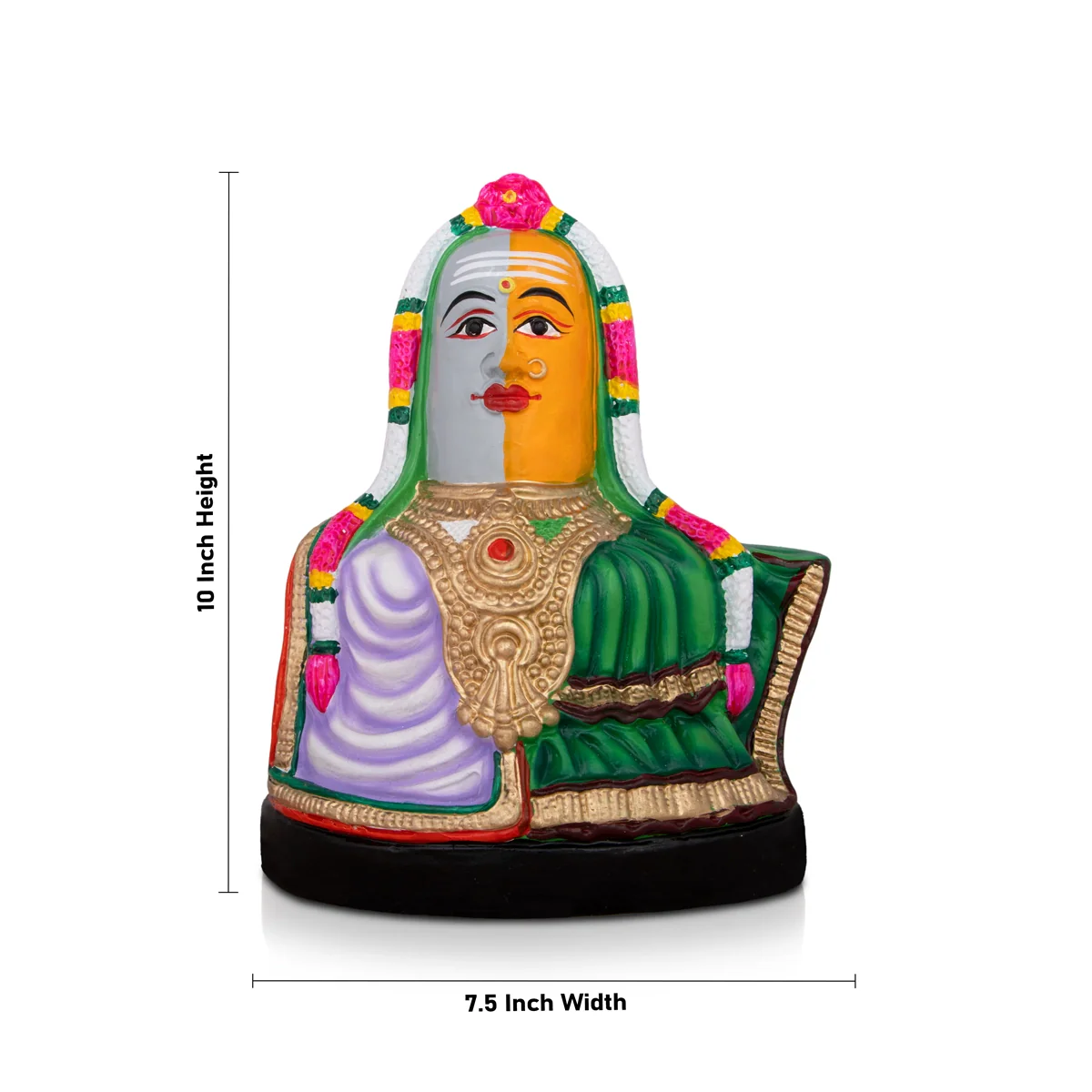 Ardhanarishvara Lingam Nandi Paper Mache Golu Bommai Pair - 10 x 7.5 Inches | Giri Golu Doll/ Navaratri Golu Bomma - Image 2