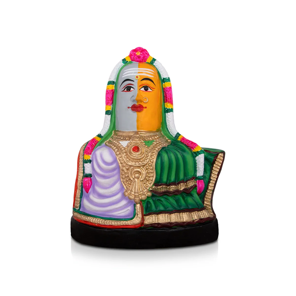 Ardhanarishvara Lingam Nandi Paper Mache Golu Bommai Pair - 10 x 7.5 Inches | Giri Golu Doll/ Navaratri Golu Bomma - Image 4
