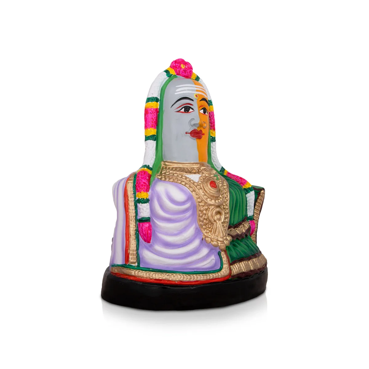 Ardhanarishvara Lingam Nandi Paper Mache Golu Bommai Pair - 10 x 7.5 Inches | Giri Golu Doll/ Navaratri Golu Bomma - Image 5