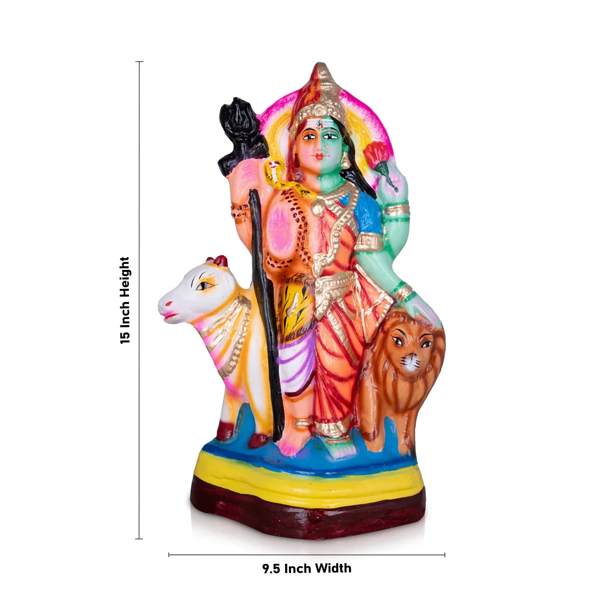 Ardhanarishvara Paper Mache Golu Bommai - 15 x 9.5 Inches | Giri Golu Doll/ Navaratri Golu Bomma/Gombe/Bommai - Image 5