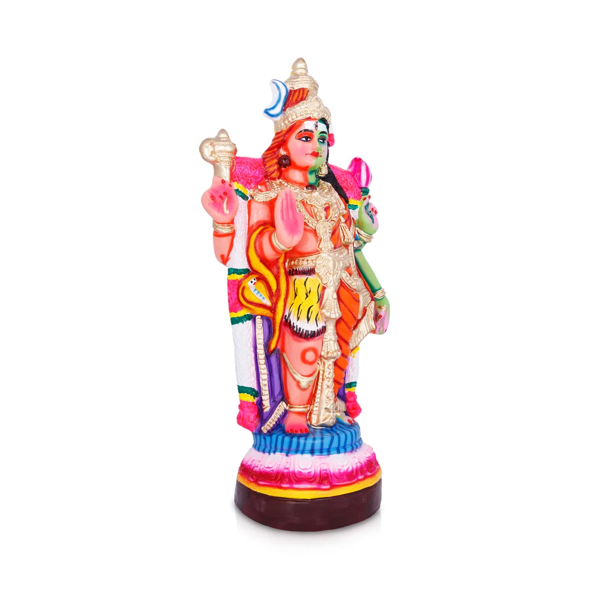 Arthanareeswarar Statue Paper Mache Golu Bommai - 21 X 8 Inches | Navaratri Golu Gombe/ Giri Golu Doll - Image 2