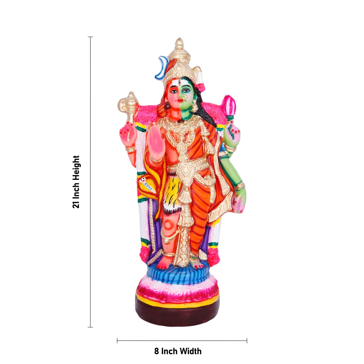 Arthanareeswarar Statue Paper Mache Golu Bommai - 21 X 8 Inches | Navaratri Golu Gombe/ Giri Golu Doll - Image 4
