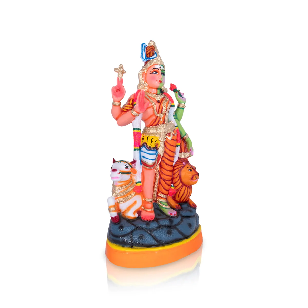 Arthanareeswarar Statue Paper Mache Golu Bommai - 29 X 13 Inches | Navaratri Golu Gombe/ Giri Golu Doll - Image 3