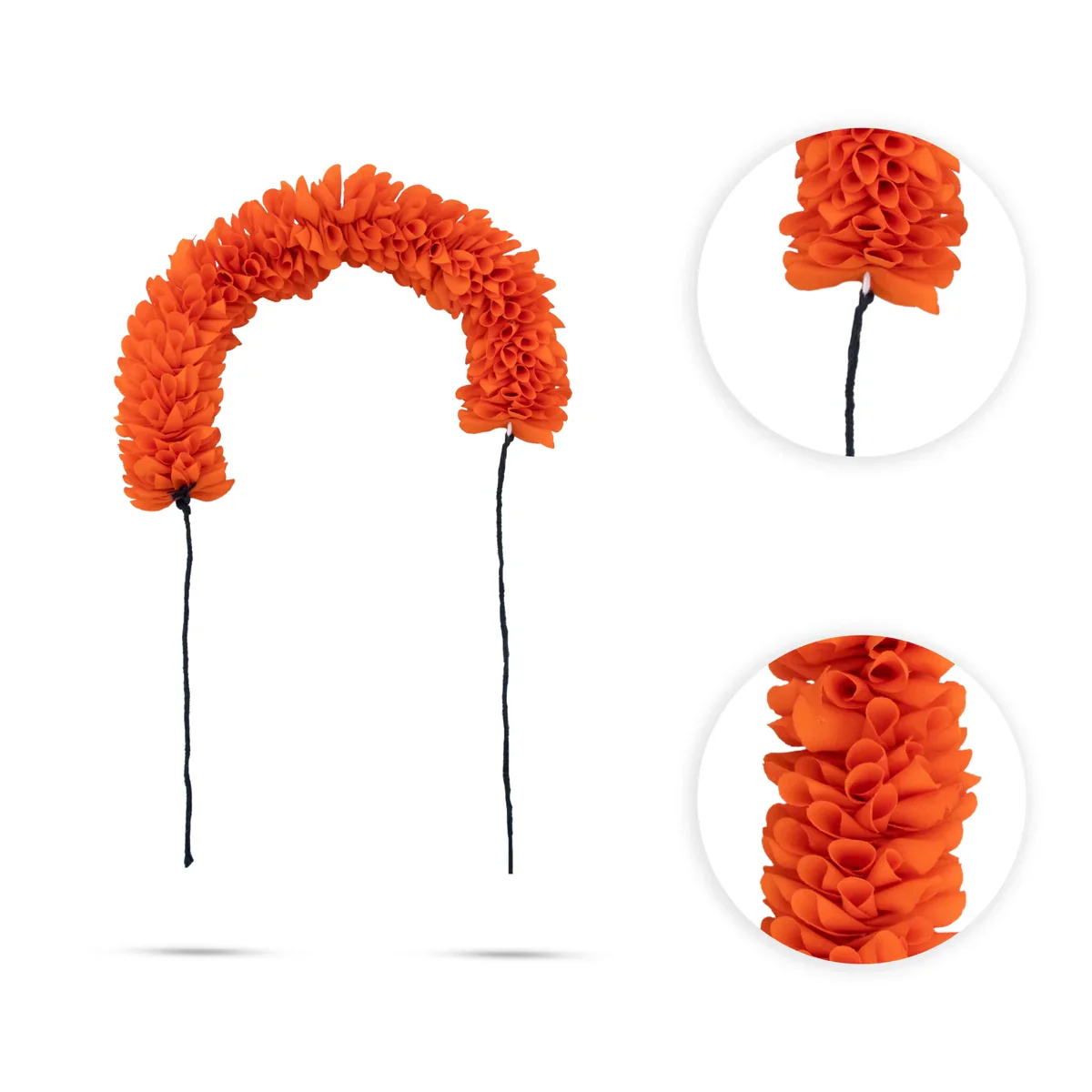 Artificial Flower - 11 Inches | Cloth Flower/ Gajra Flower/ Orange Colour Artificial Flower for Deity Decor - Image 2