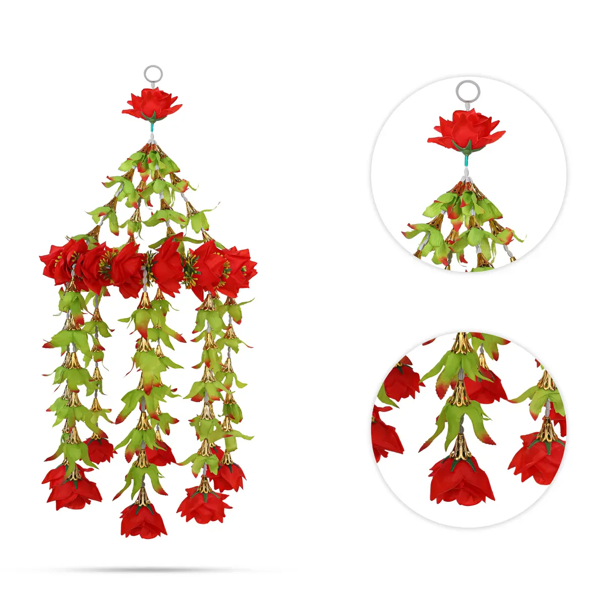 Artificial Flower Hanging - 24 Inches | Rose Design Hanger / Decorative Door & Wall Hanging for Festive Home Decor - Image 2