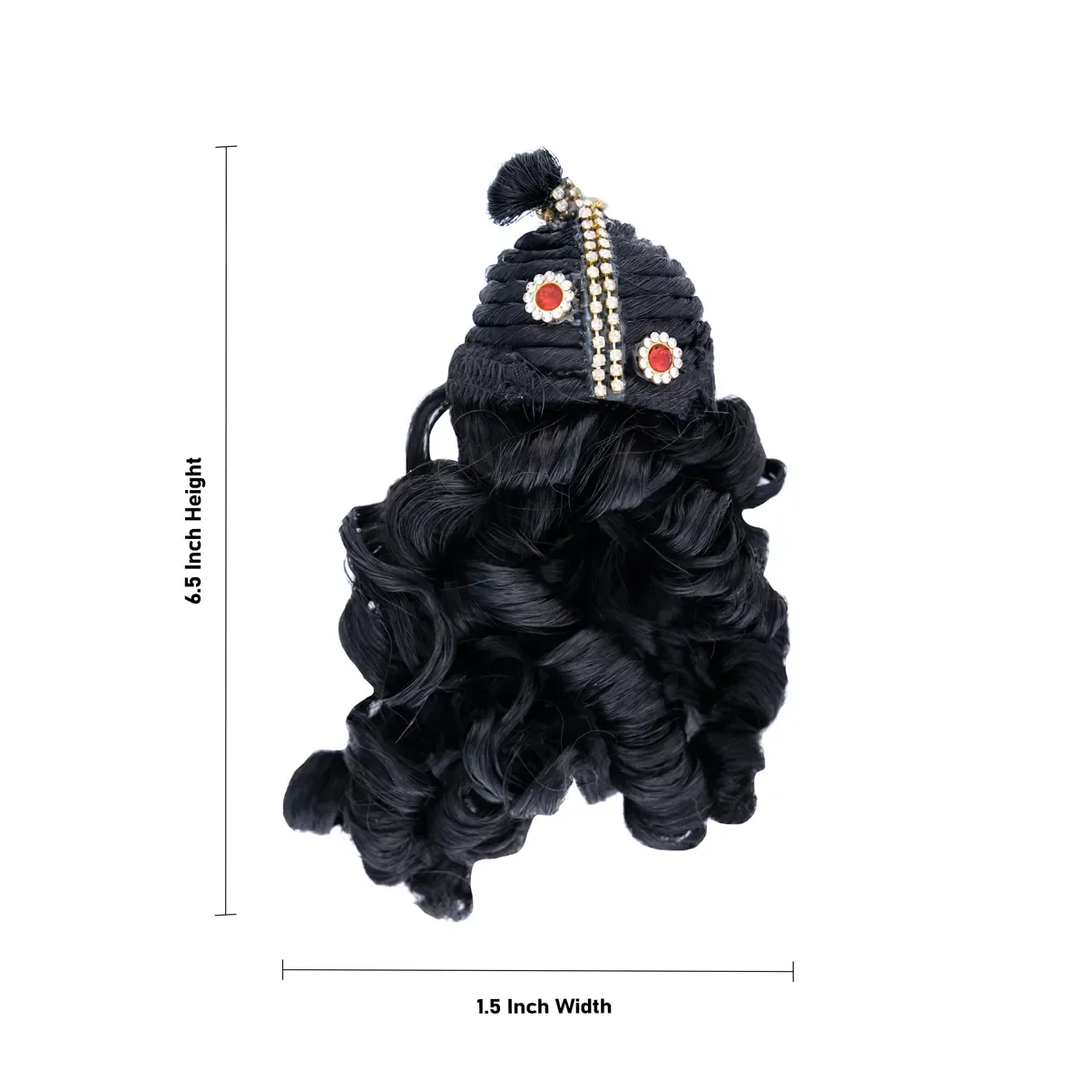 Artificial Hair - 6.5 x 1.5 Inches | Laddu Gopal Hair/Krishna Hair/Stone&Curly Design Synthetic Hair for Deity - Image 5