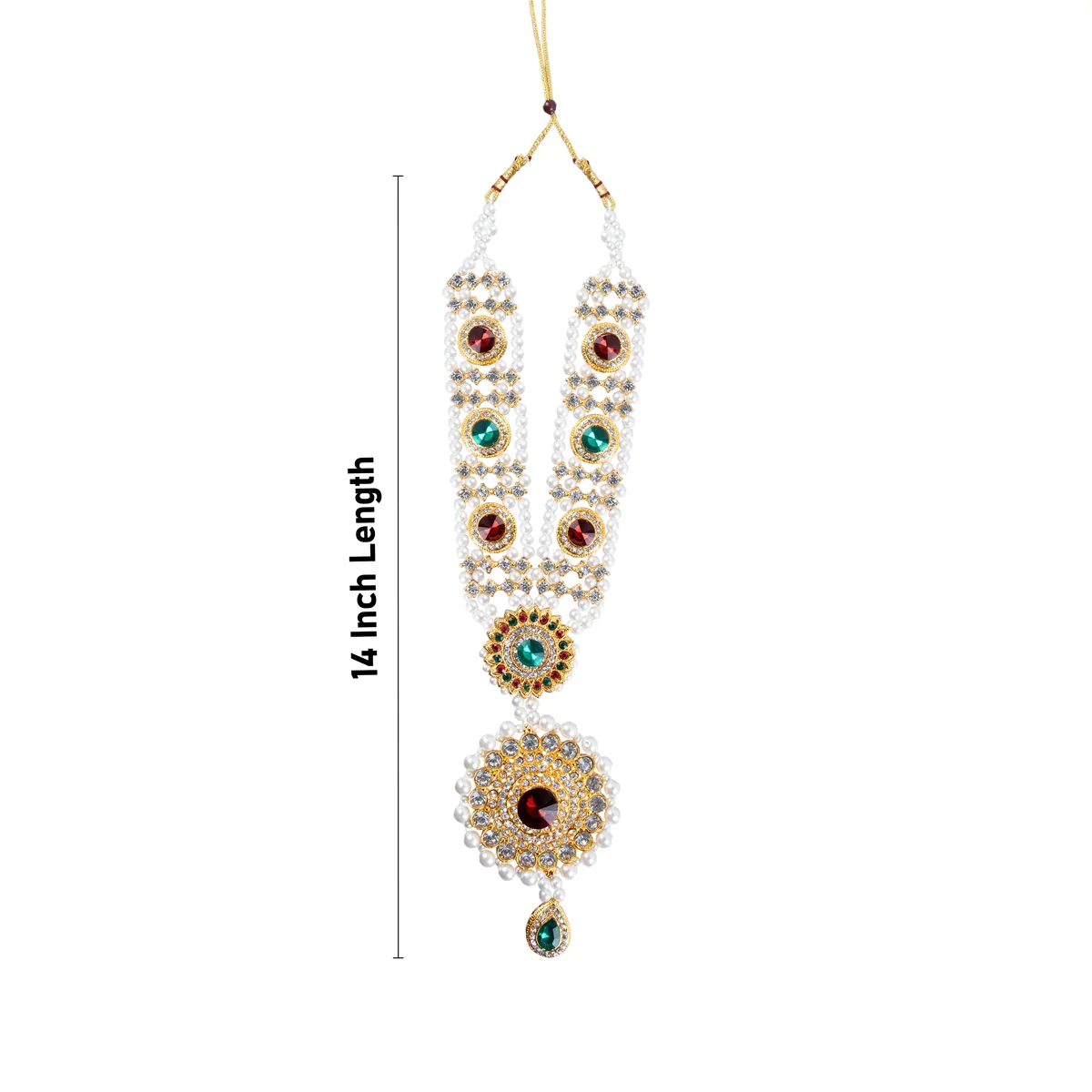 2 Line Moti Mala - 14 Inches | Multicolour Stone Jewellery/ Beaded Mala For Festive Wear And Women - Image 2