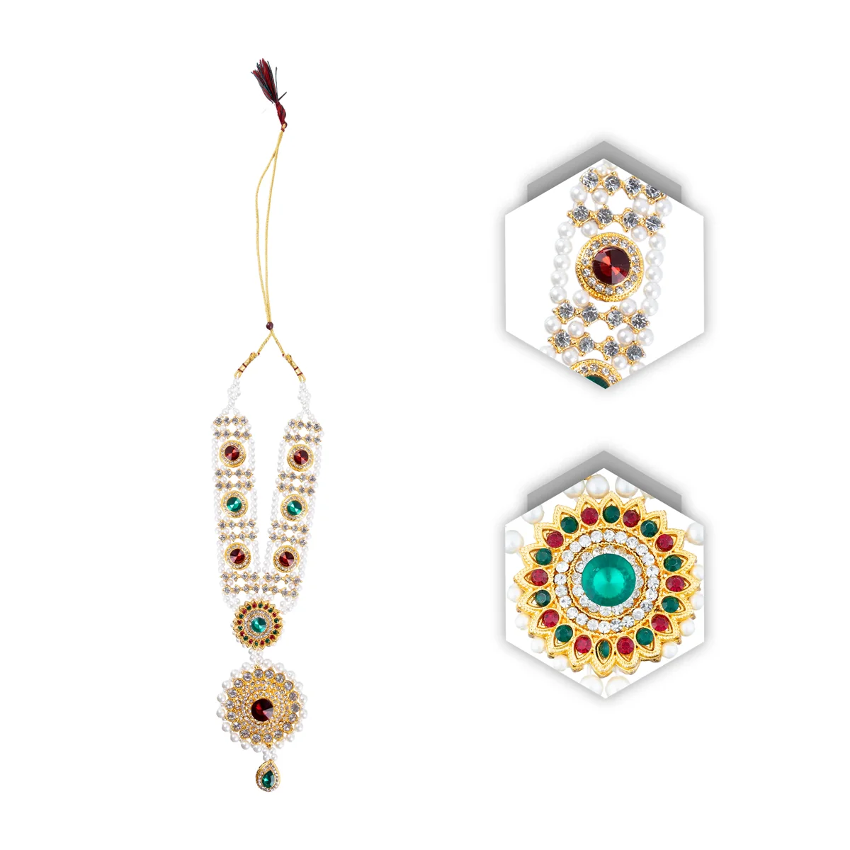 2 Line Moti Mala - 14 Inches | Multicolour Stone Jewellery/ Beaded Mala For Festive Wear And Women - Image 3