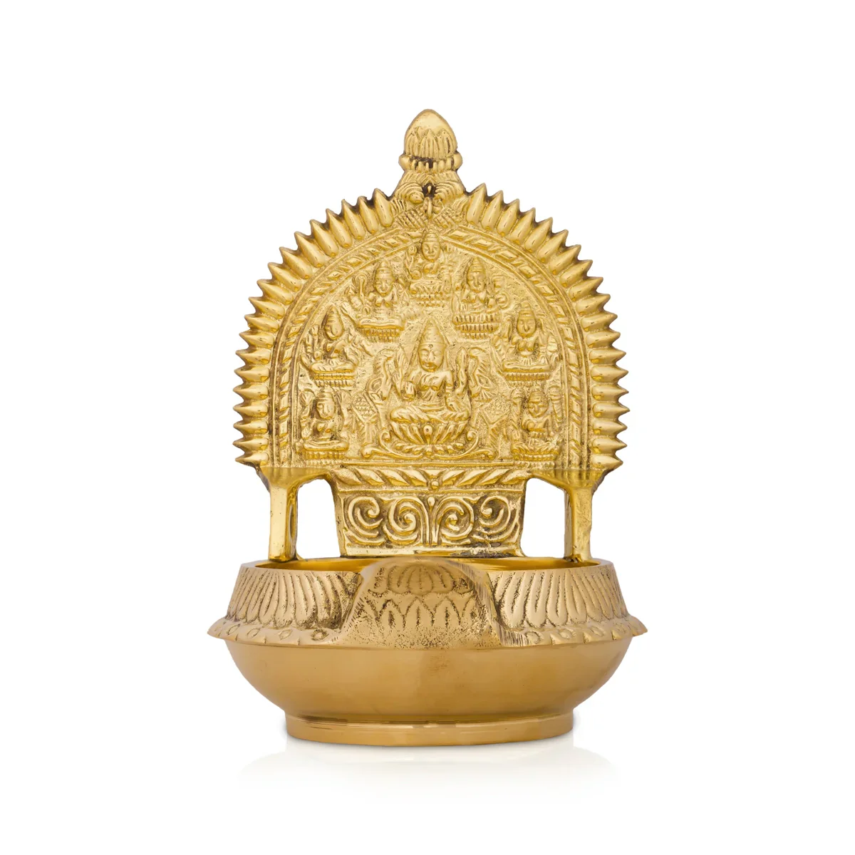 Ashta Lakshmi Kuber Deepam - 6 x 3.5 Inches | Brass Kamakshi Vilakku for Pooja/ 420 Gms Approx - Image 2