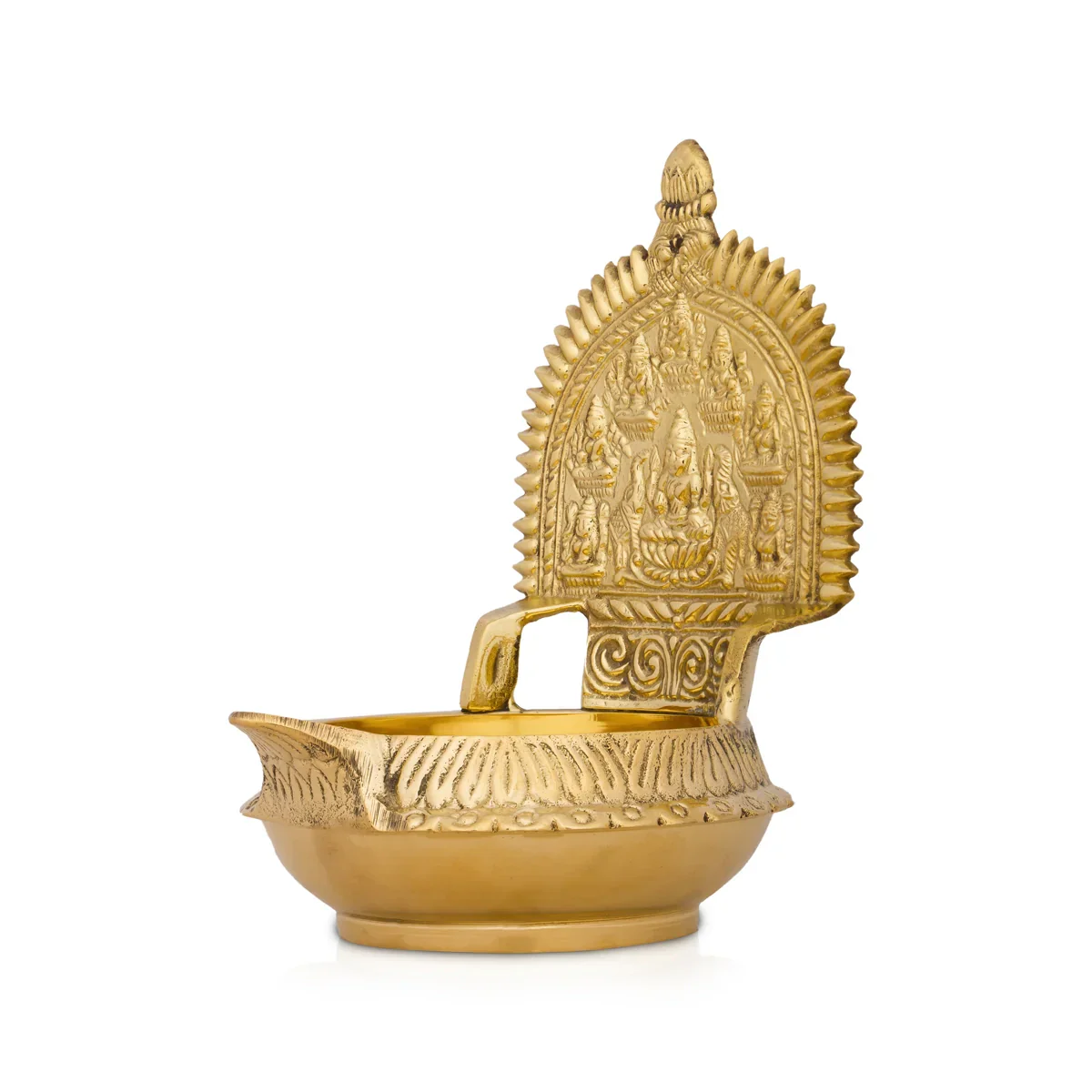Ashta Lakshmi Kuber Deepam - 6 x 3.5 Inches | Brass Kamakshi Vilakku for Pooja/ 420 Gms Approx - Image 3
