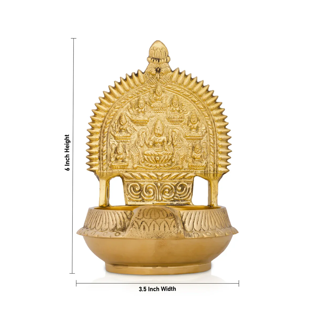 Ashta Lakshmi Kuber Deepam - 6 x 3.5 Inches | Brass Kamakshi Vilakku for Pooja/ 420 Gms Approx - Image 7