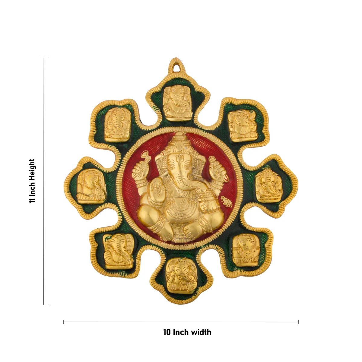 Ashta Vinayak Wall Hanging - 11 x 10 Inches | Aluminium Ganesha Wall Hanger for Home Decor/ 480 Gms Approx - Image 4